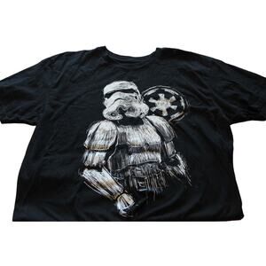 Star Wars-Storm Trooper Graphic Black T-Shirt Large Cotton